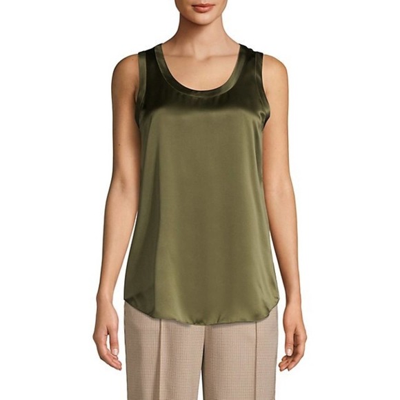Lafayette 148 New York Tops - Lafayette 148 Reversible Perla Silk Blouse Tank Green Shirt P